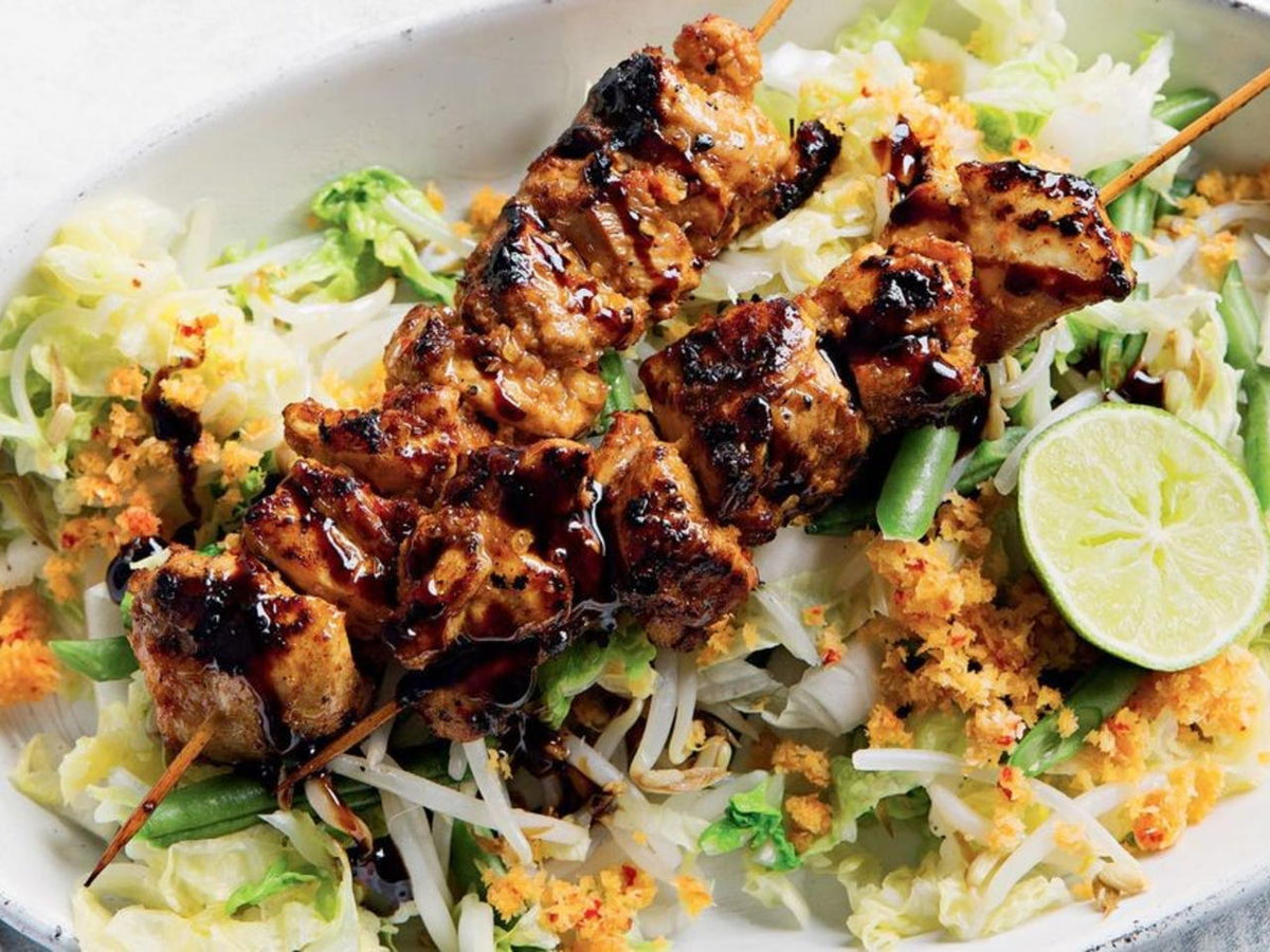 Indonesian Chicken Skewers and Spicy Coconut Salad