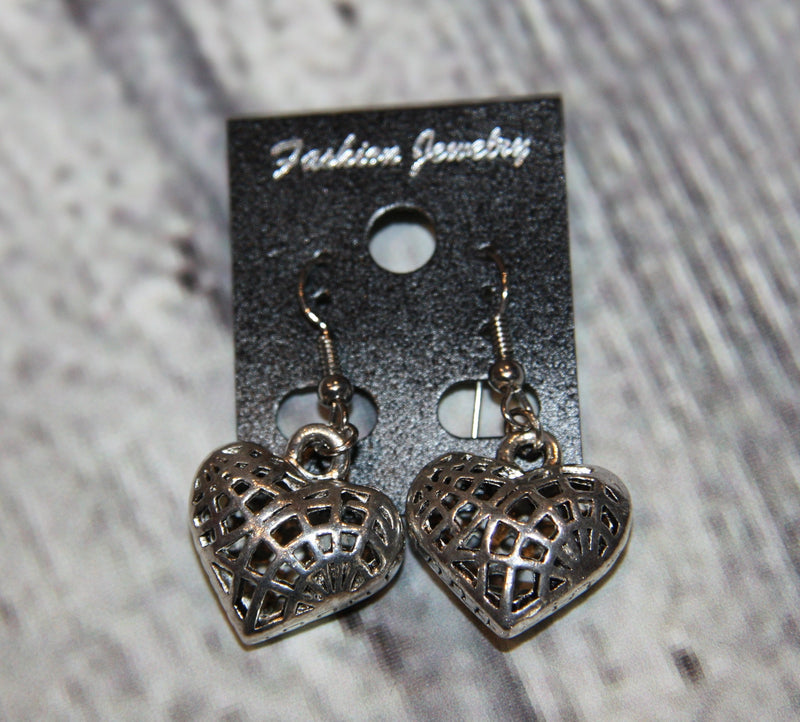 Silver Plated Cage Heart Earrings