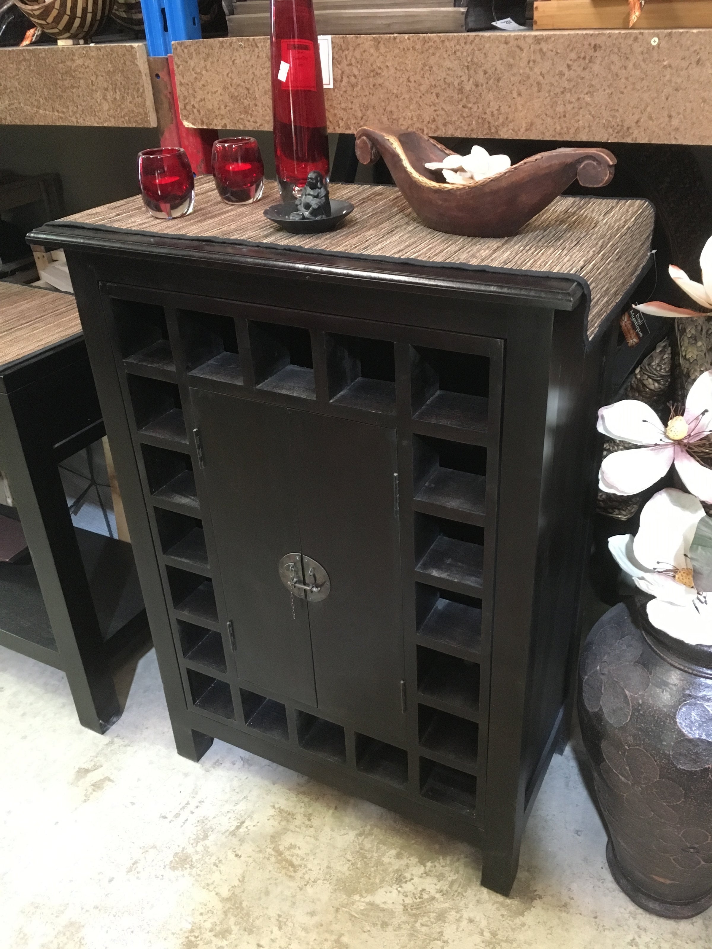 Balinese Mahogany Wine Storage Cabinet Cupboard