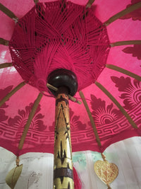 Balinese 100cm Umbrella with Gold Hearts & Tassels