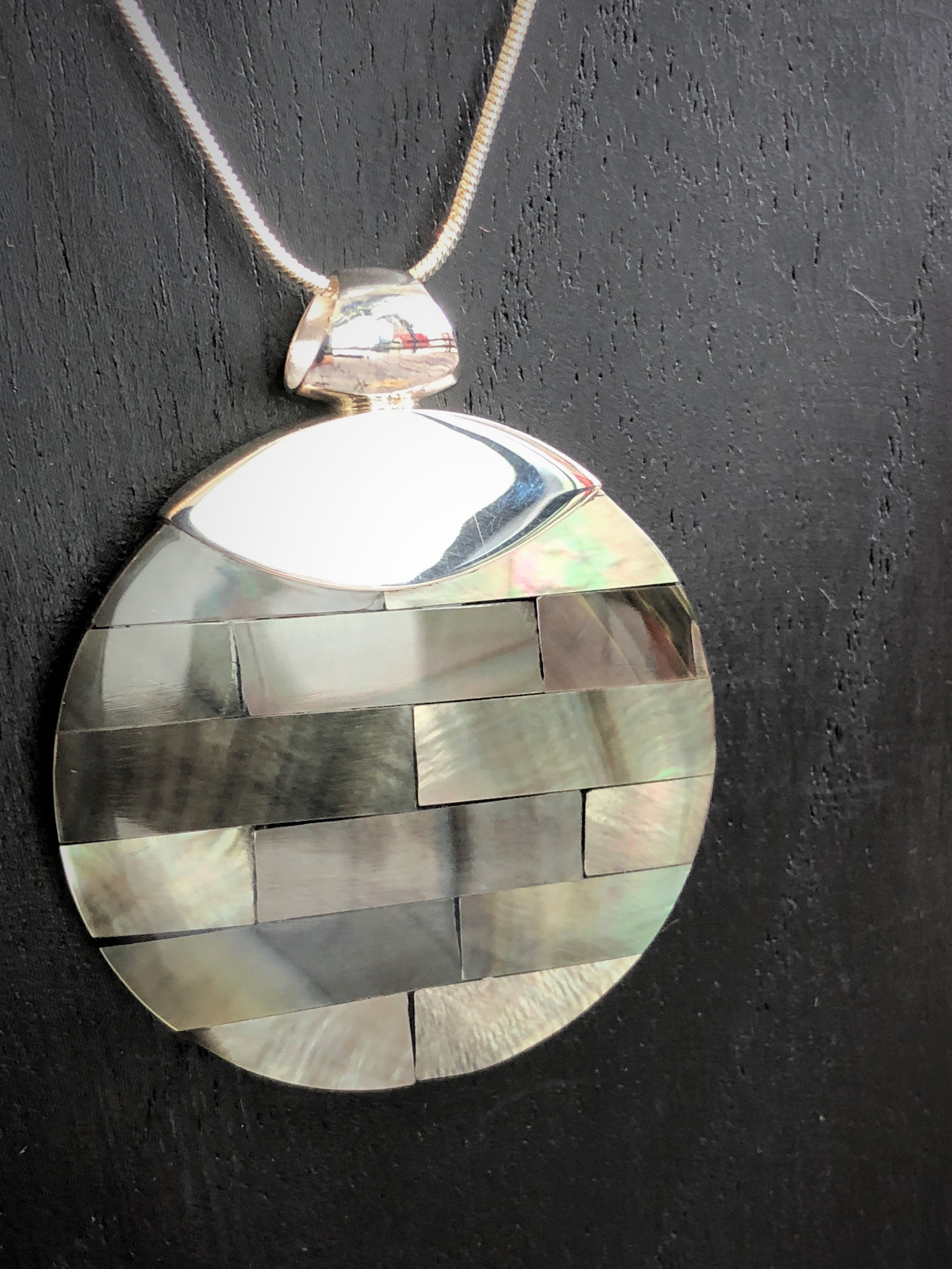 Mother Of Pearl Pendant with Silver Clasp