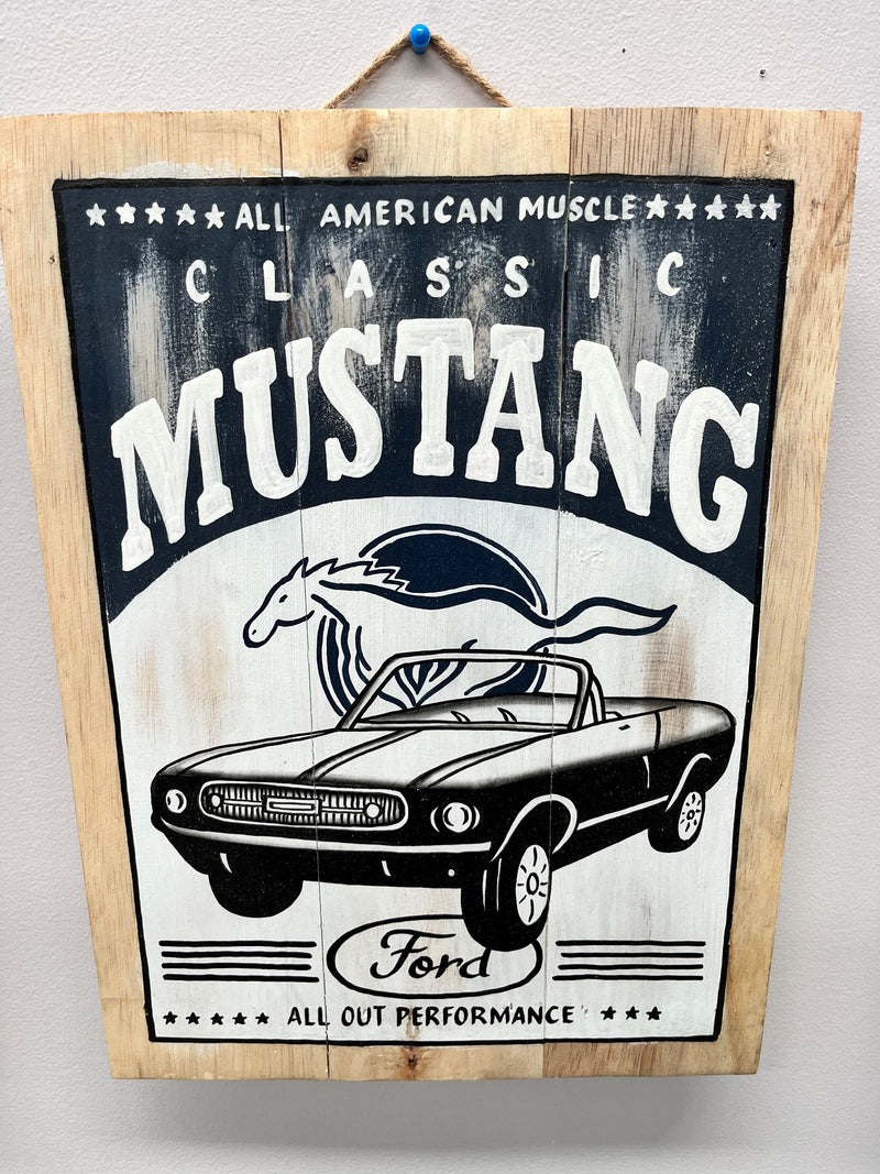 Painted "Classic Mustang Muscle car" Sign