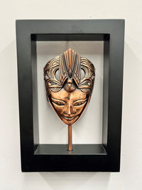 Balinese Metal Pria and Wanita Mask in Wood Frame