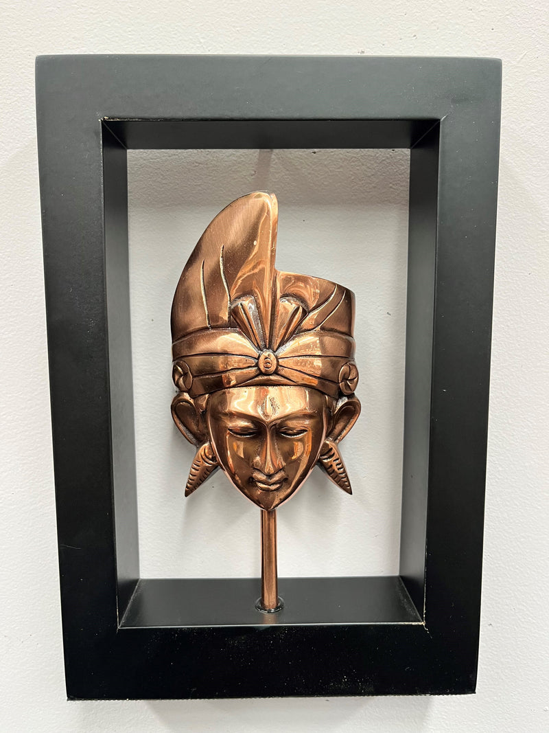 Balinese Metal Pria and Wanita Mask in Wood Frame