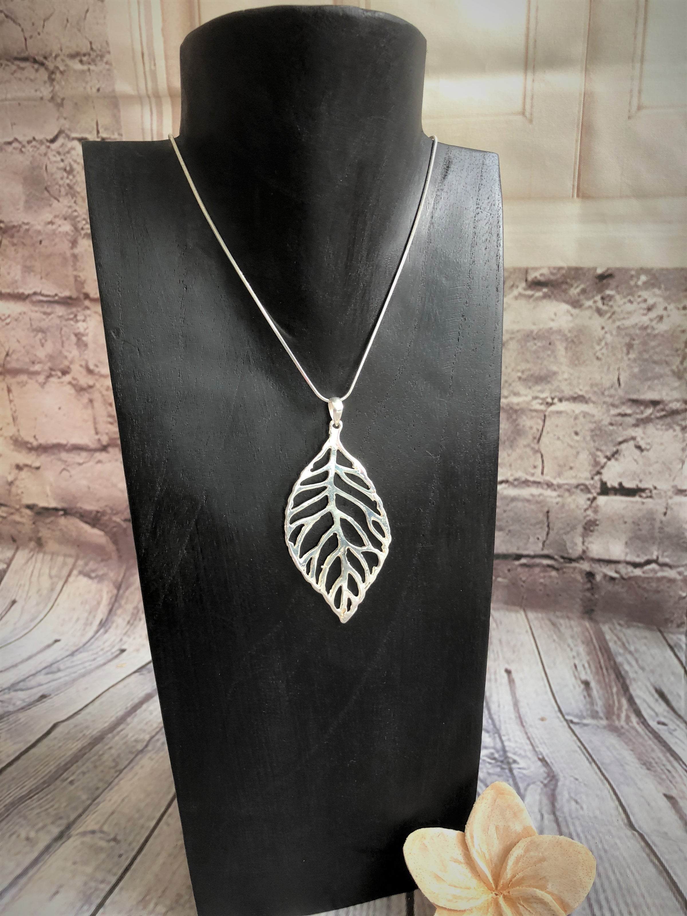 Silver Plated Leaf Pendant and Chain
