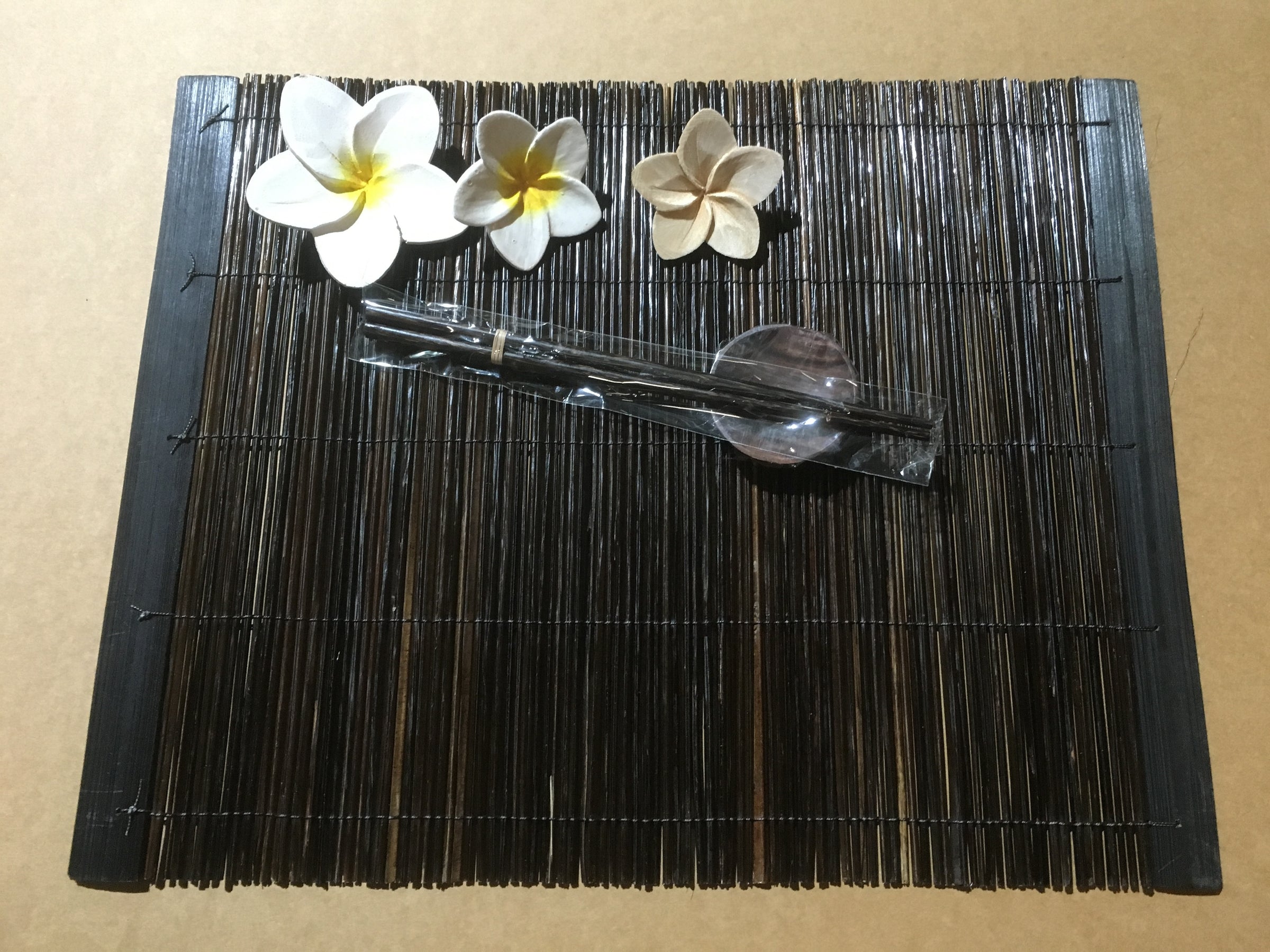 Balinese Bamboo Lidi Stick Placemats, Spice Bowls and Chopsticks 4pk