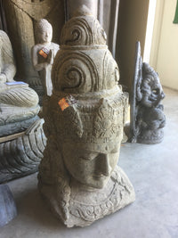Balinese Greenstone Lady Tara Head Garden Statue