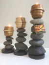 Set of 3 River Stone Candle Holders
