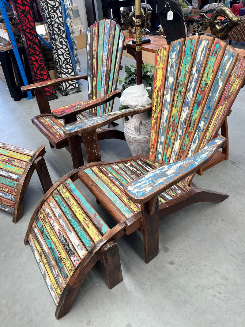 Genuine Recycled Teak Boat Wood "Kippas" Deck Chairs