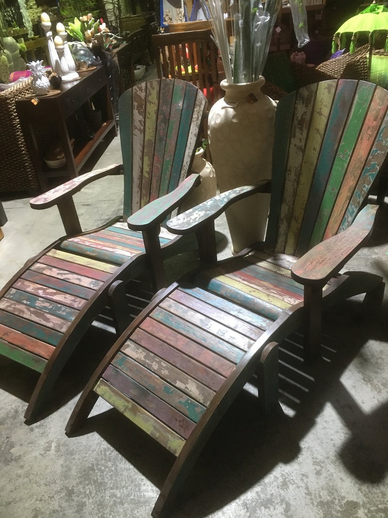 Genuine Recycled Teak Boat Wood "Kippas" Deck Chairs