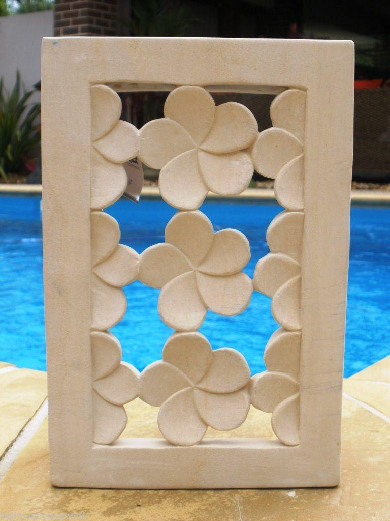 Balinese Hand Carved Limestone Wall Lamp Holder Cover