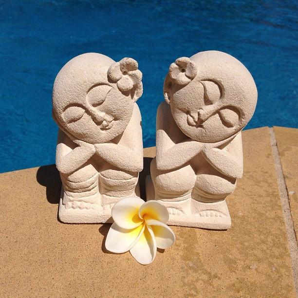 Balinese Limestone Mimpi Couple Statues