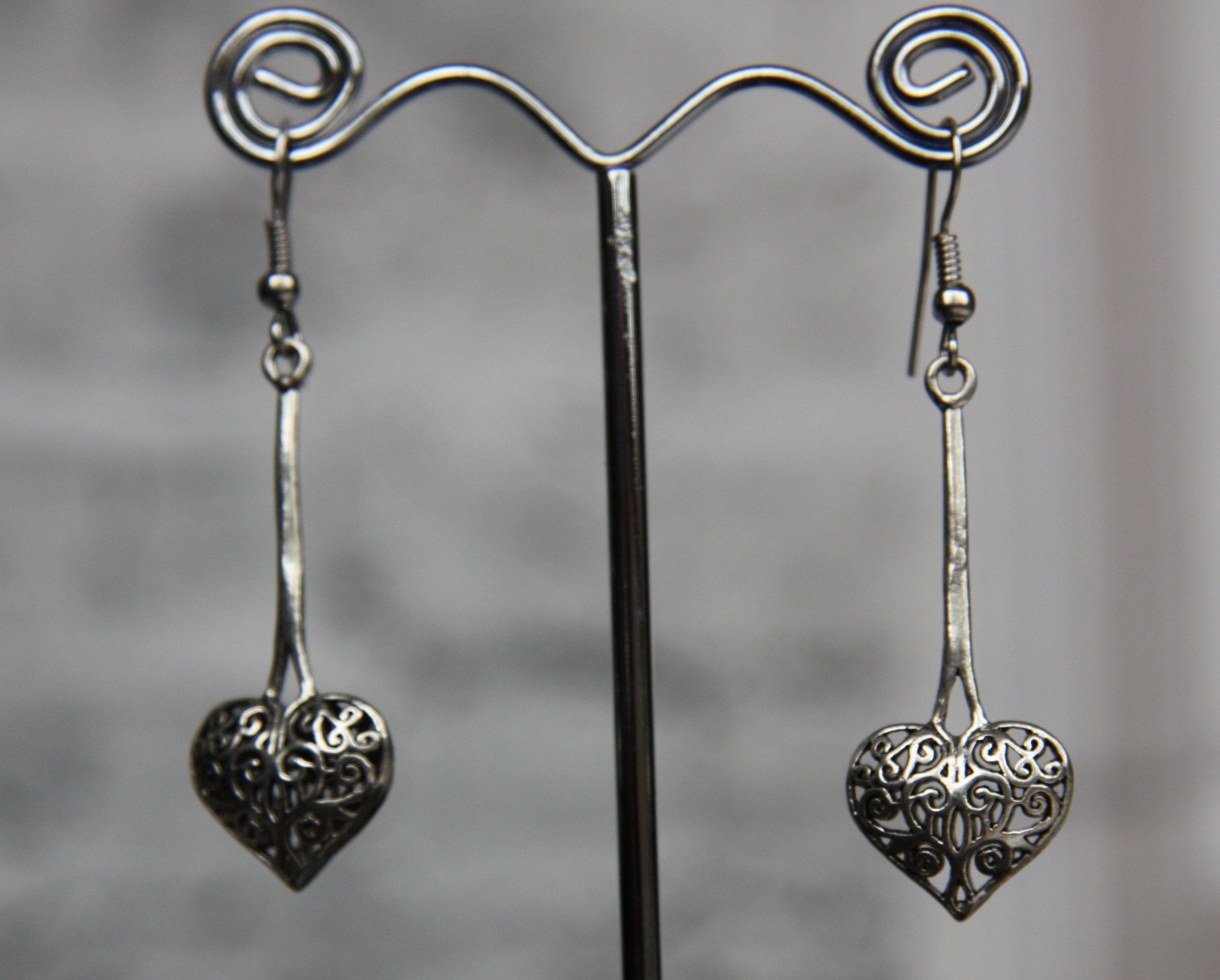 Cast Silver Plated Heart earrings