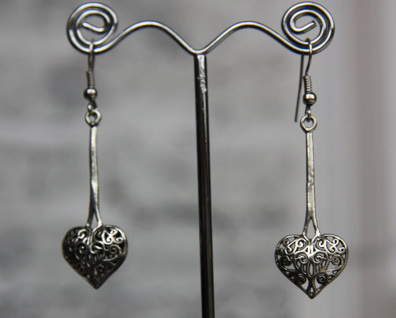 Cast Silver Plated Heart earrings
