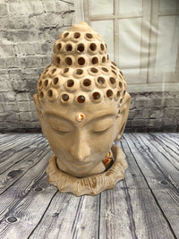 Terracotta Buddha Head Candle Holder