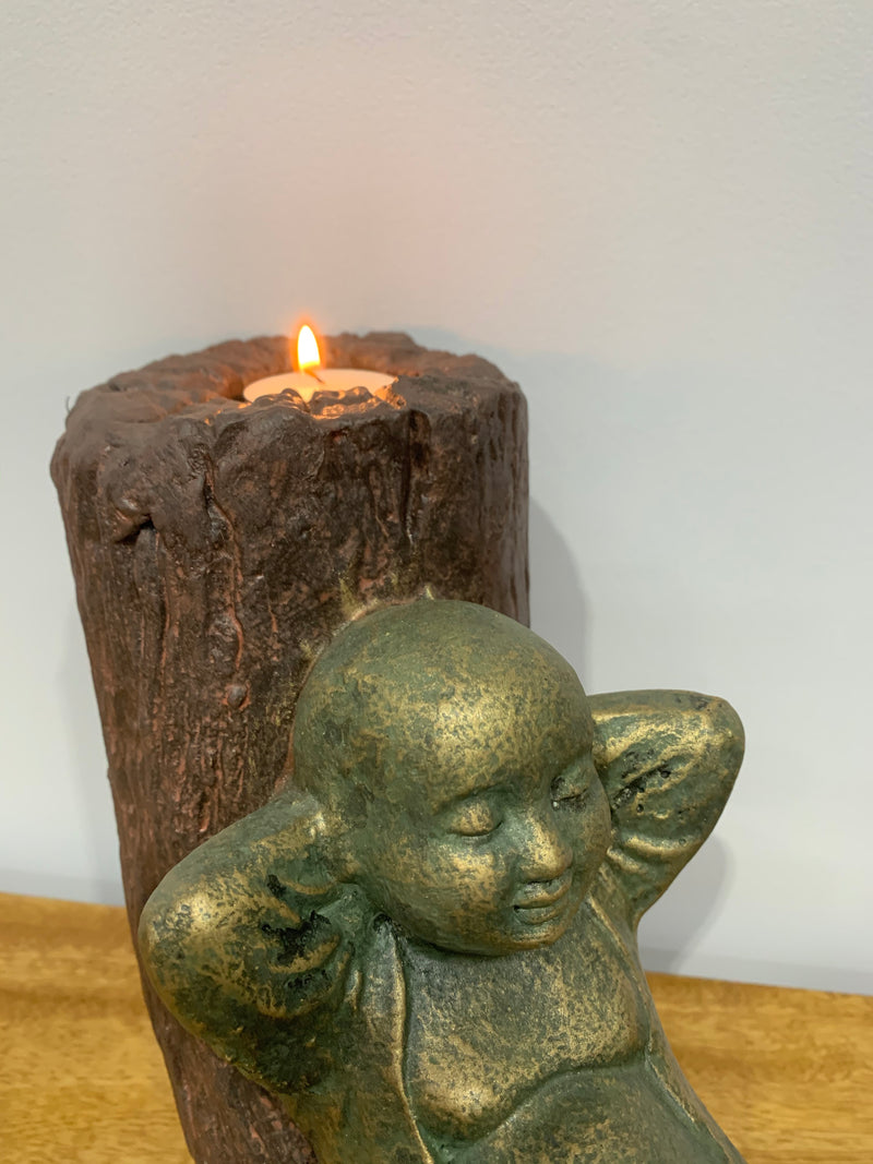 Monk on a Trunk Candle Holder