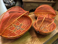 Oval Bamboo Food Covers with Painted Design