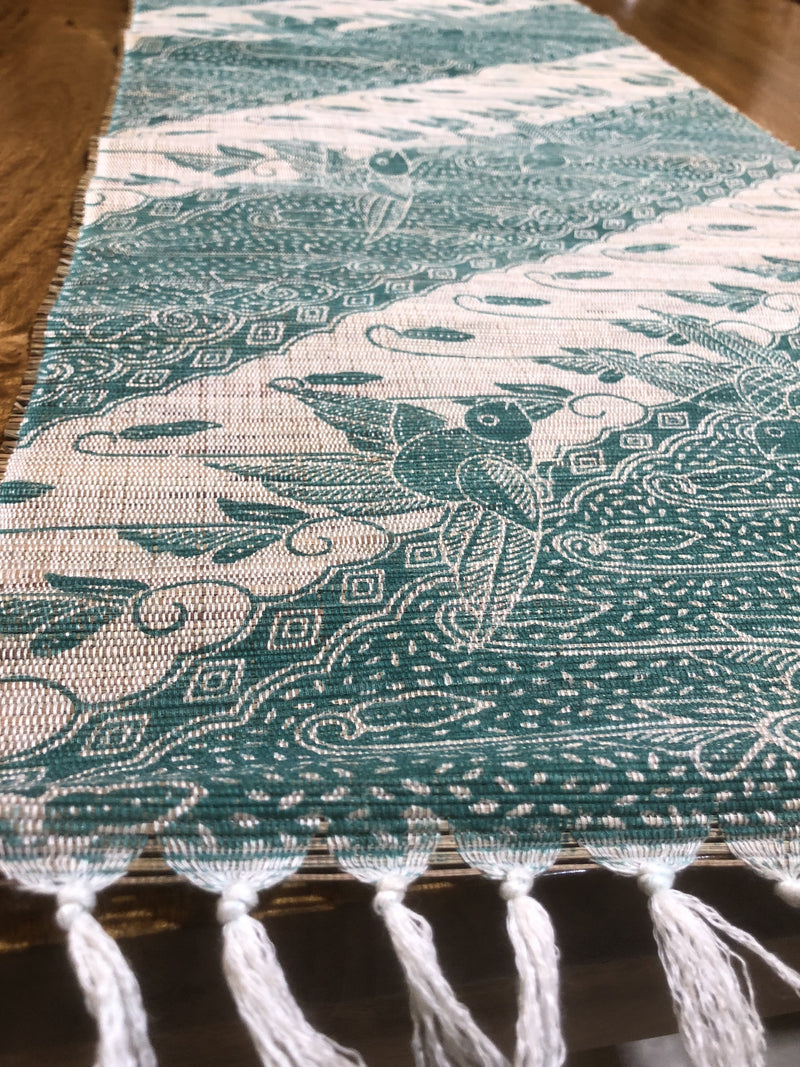 Mendong Fibre Table Runners with Green Print