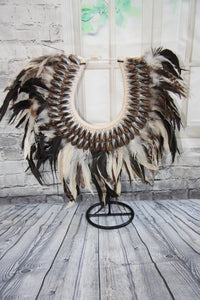JuJu Bamileke Tribal Necklace Feather and Shell