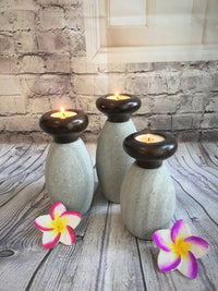 Set of Three Greystone Candle Holders