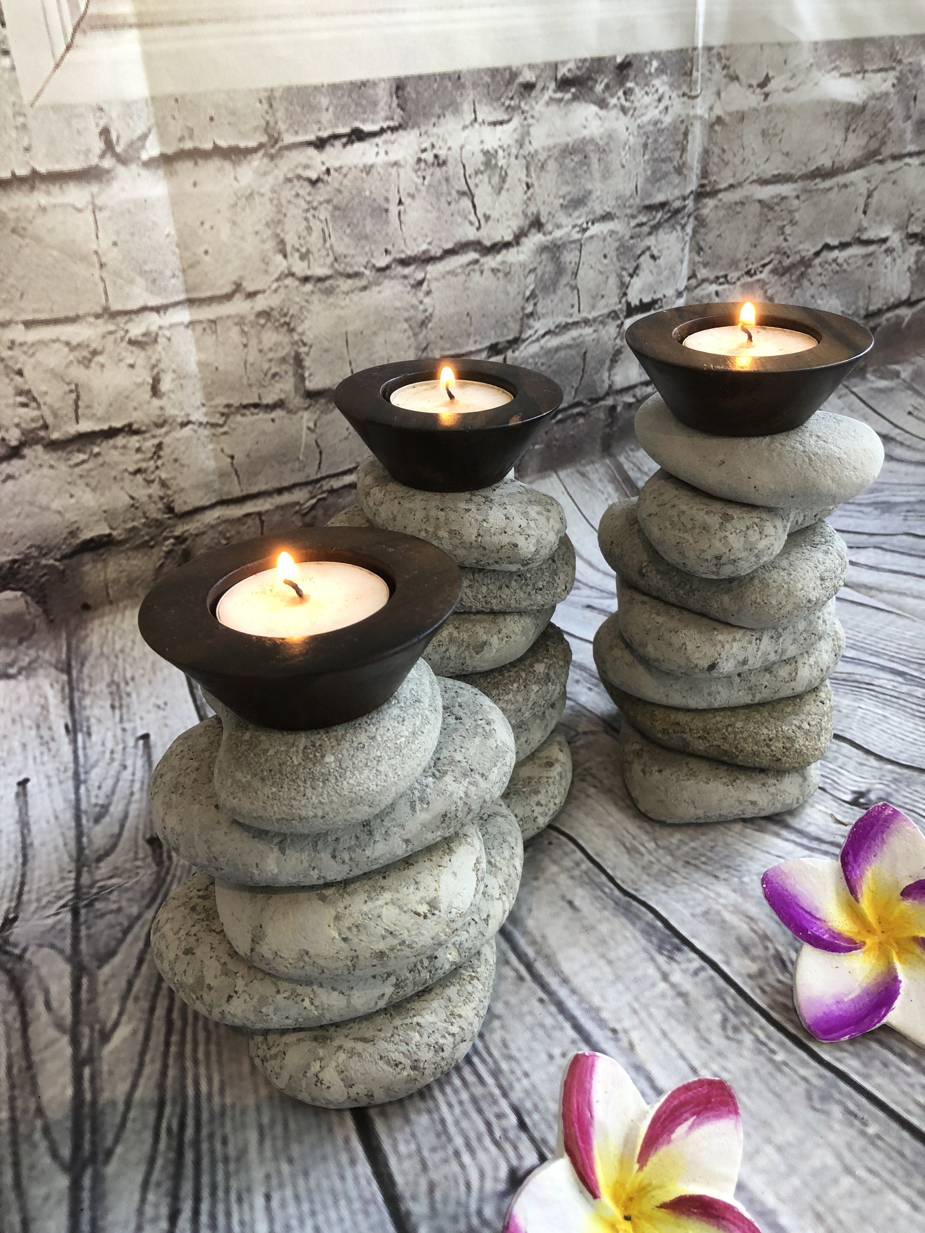 Stone deals candlestick holders