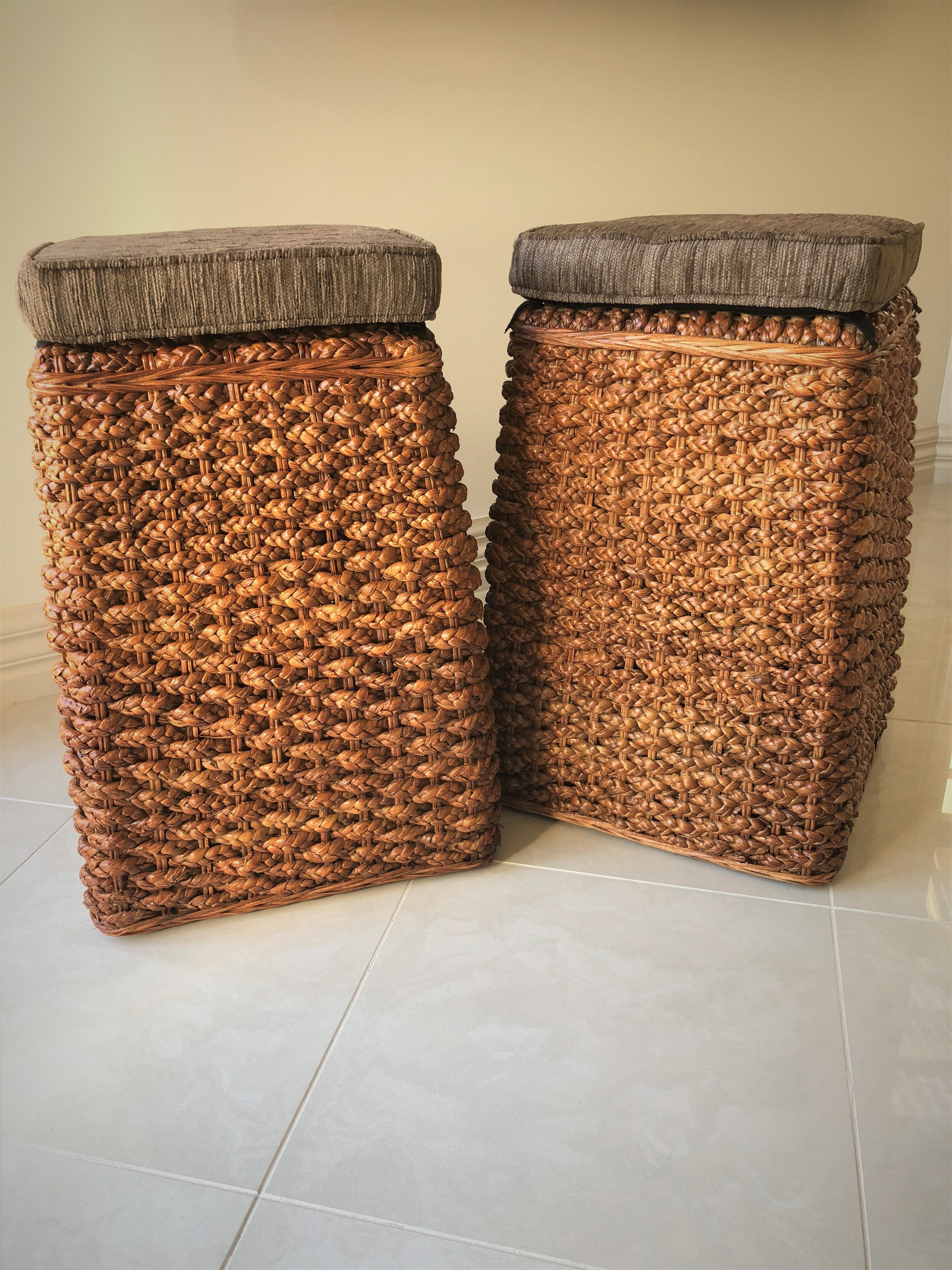 Water Hyacinth Stool with Seat Pad