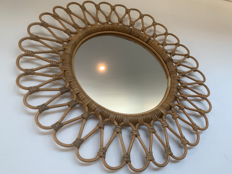 Rattan Floral Design Boho Mirror