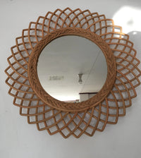 Vintage Rosette Rattan Mirror