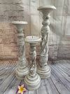 Set of Three Hand Carved Decorative Candle Holders