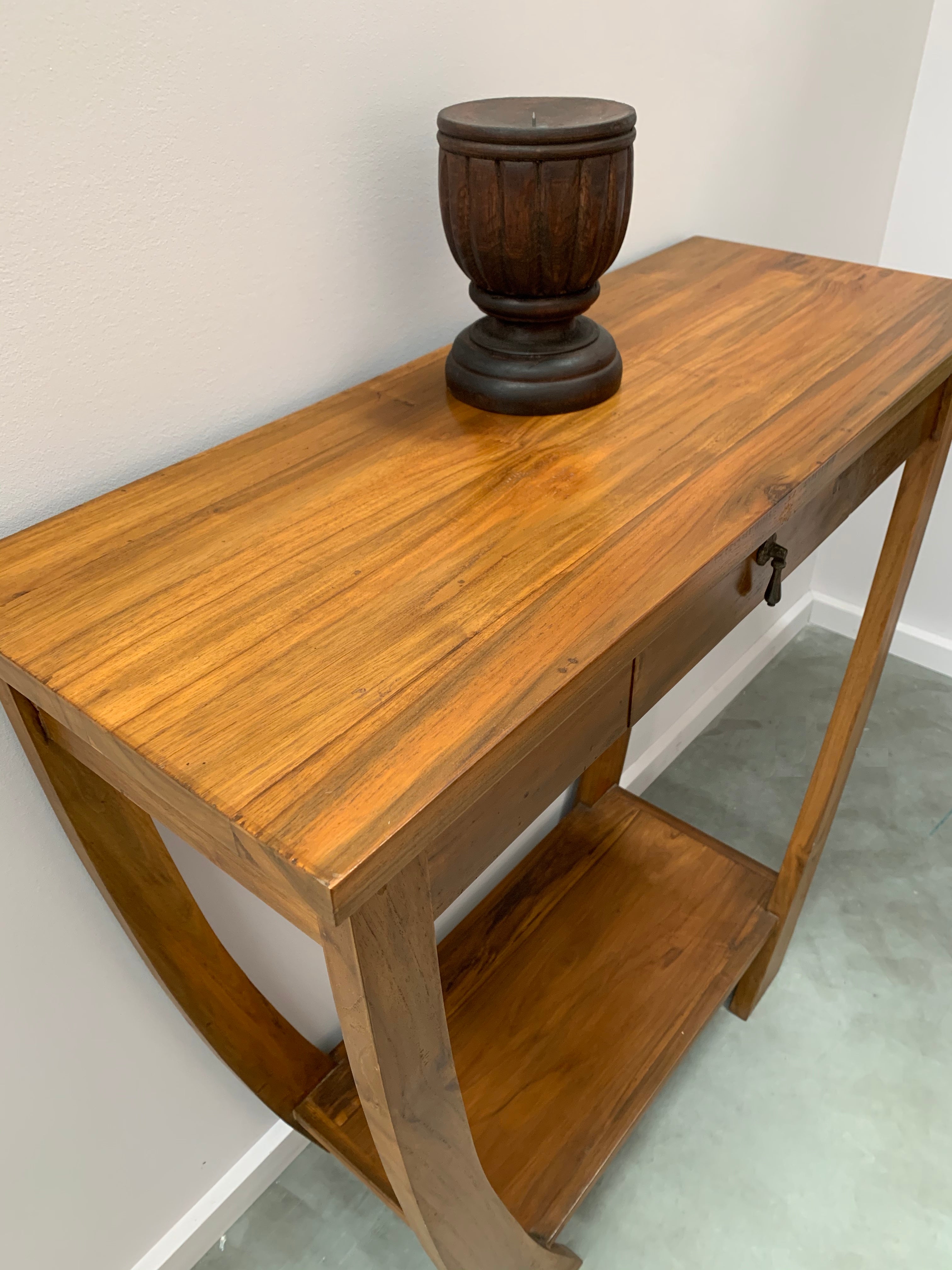 Teak console store table with drawers