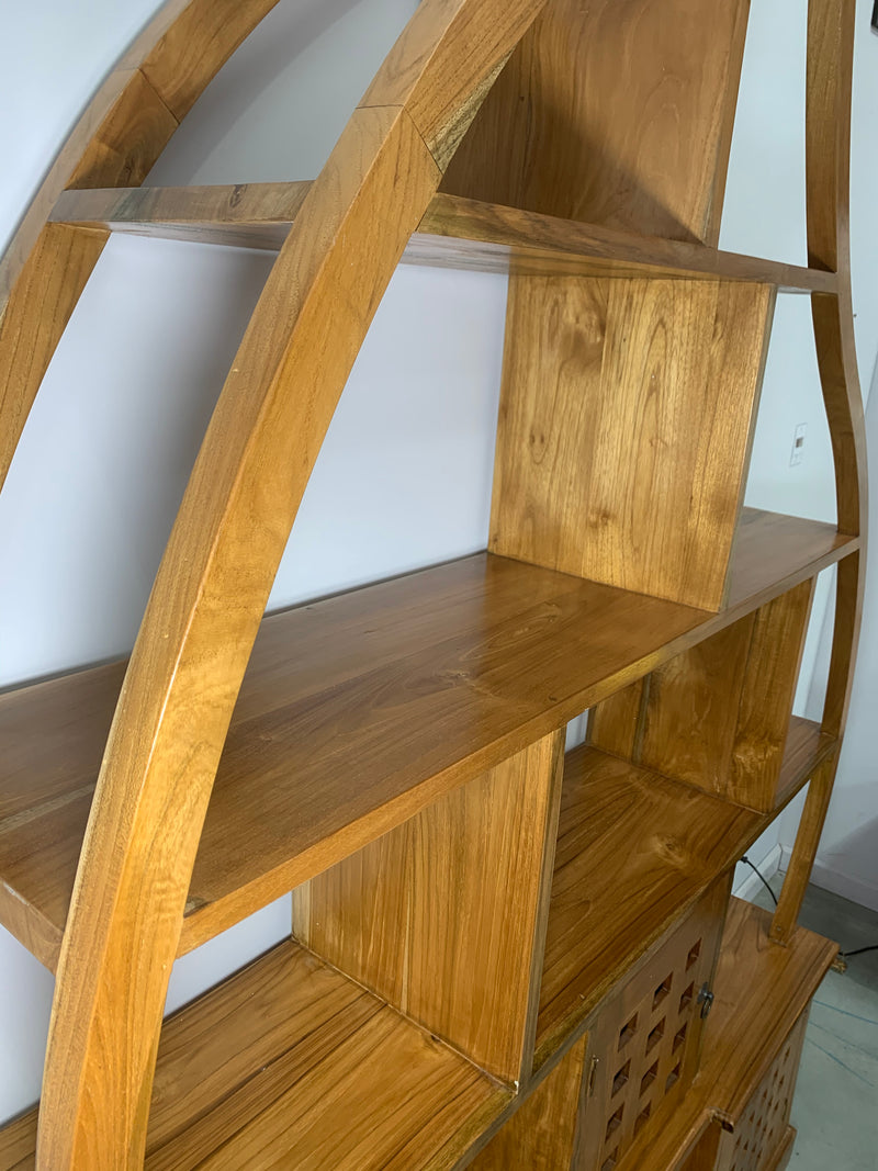 Teak Leaf Design Book Shelf Storage Unit