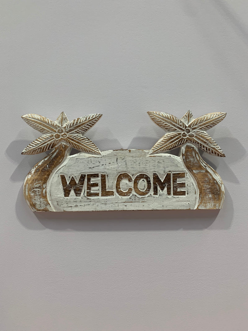 Hand Carved Welcome Hanging Sign