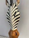 Hand Carved Tribal Zebra Mask on Stand