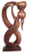 Balinese Abstract Wood Carving Kissing Couple Statue Sculpture