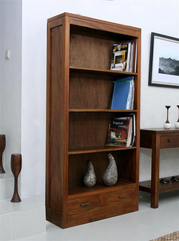 Balinese Klatton Mahogany Double Bookcase