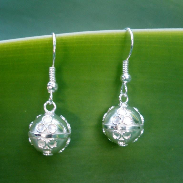 Sterling Silver Plated 925 Balinese Harmony Ball Earrings Gift Boxed
