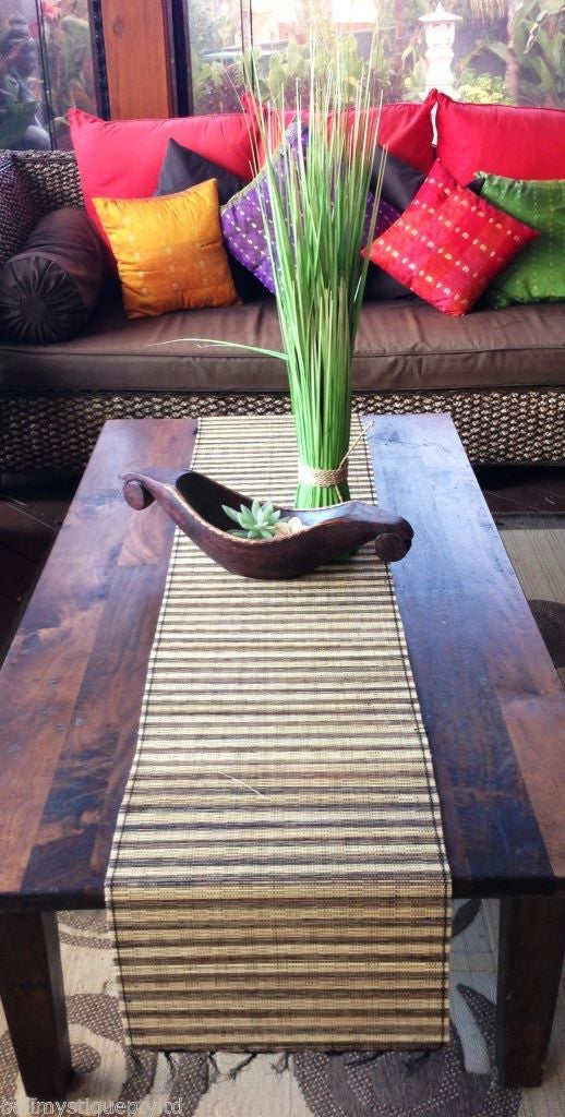 Balinese Striped Lidi Stick Table Runners/Placemats with Fringe