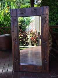 Balinese Carved Timber Bamboo Design Mirror