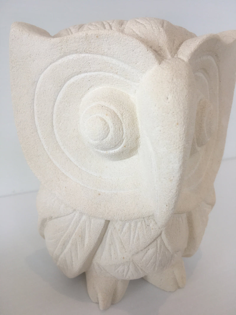 Balinese Limestone Wise Owl Sculpture Statue