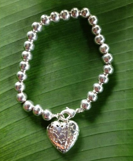 Balinese Sterling Silver 925 Plated Heart Bracelet