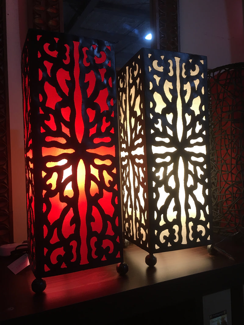 Balinese 50cm Moroccan Style Metal & Fabric Table Lamp