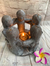 Balinese Painted Terracotta Circle of 5 Friends Candle Holder