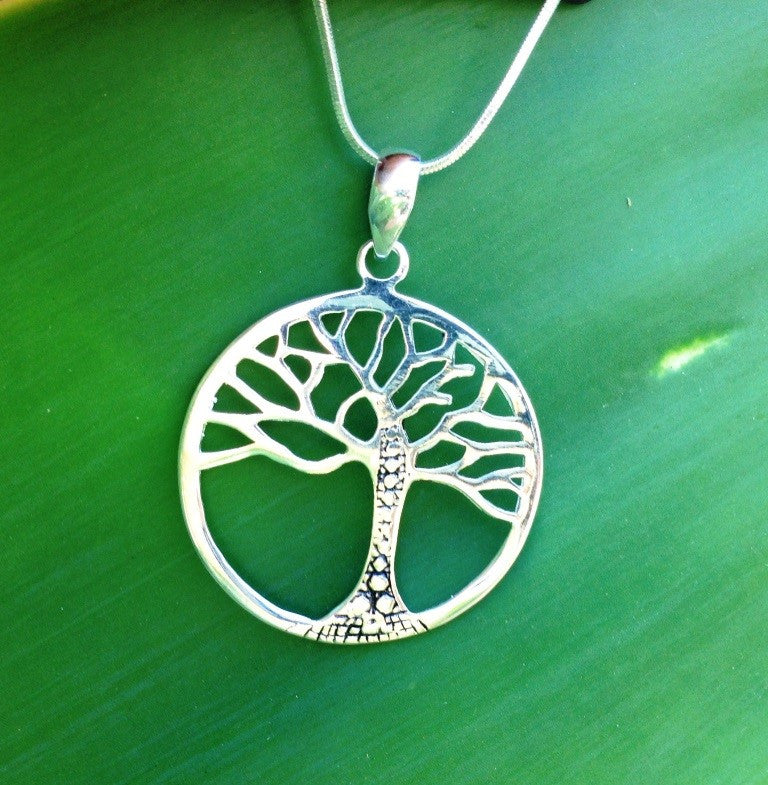 Balinese Tree of Life Pendant Necklace Sterling Silver 925 Plated