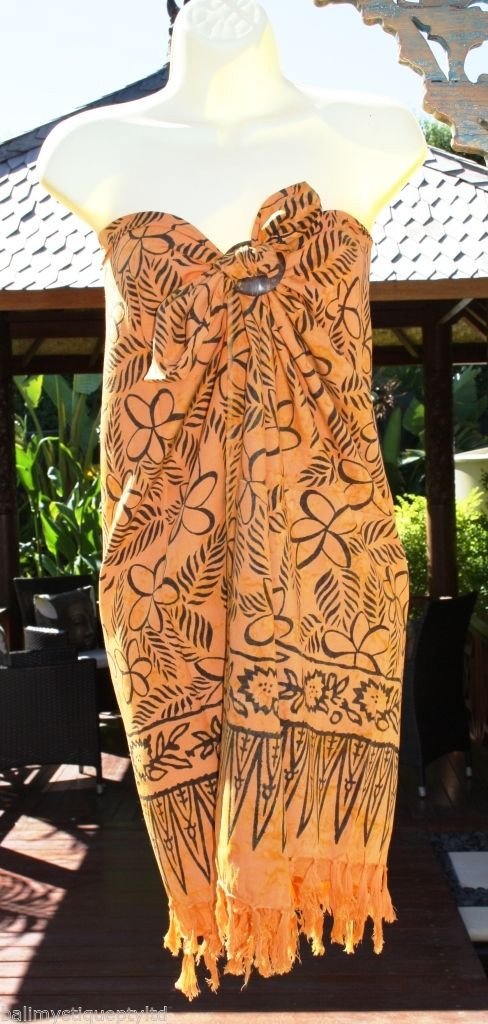 Quality Bali Print Beach Sarongs With Coconut Buckles