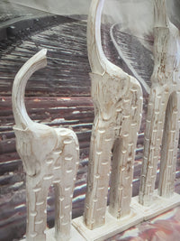 Balinese Hand Carved Whitewash Timber Elephants Set of 3