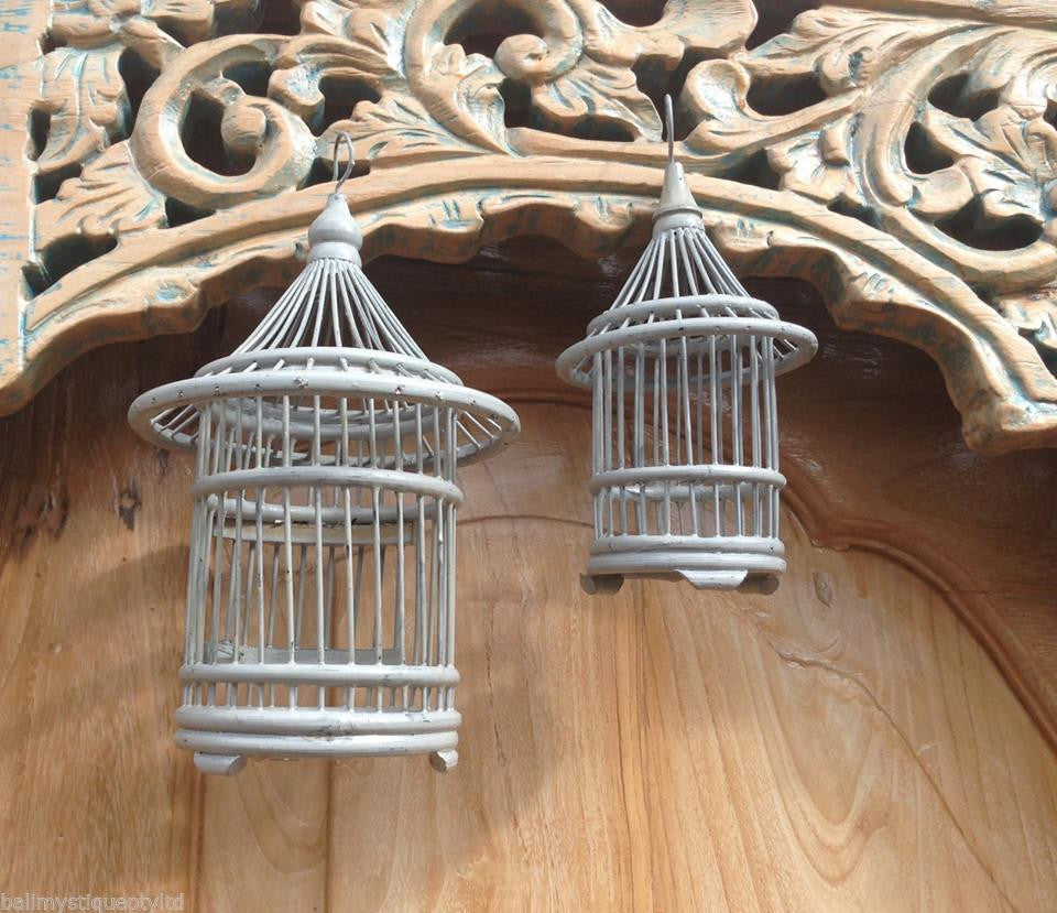Balinese Grey Handmade Decorative Mini Bamboo Birdcage