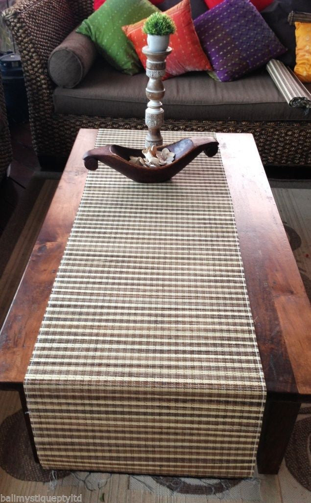 Balinese Extra Wide 200cm x 50cm Lidi Stick Table Runner with Fringe