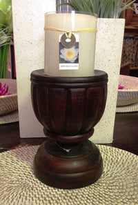 Balinese Brown Carved Timber Candle Holder