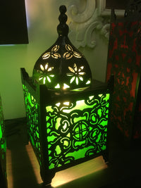 Balinese Masjid Moroccan Metal & Green Fabric Table Lamp
