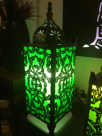 Balinese Masjid Moroccan Metal & Green Fabric Table Lamp